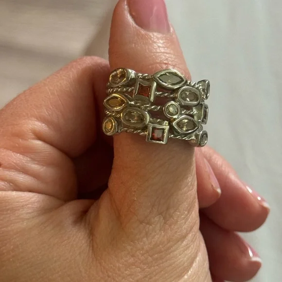 Multi-band gemstone ring - Picture 3 of 3